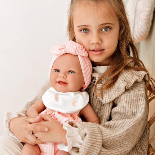 Arias Elegance 42 cm Zoe Pink with Changing Mat and Bib - Vinyl Body, Girl (view 5) | Arias reborn baby doll