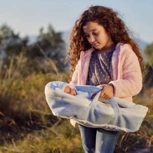 Llorens Dolls Crying Doll 42 cm - Mimo Baby Doll with Light Blue Carrycot- Blue (view 5)
